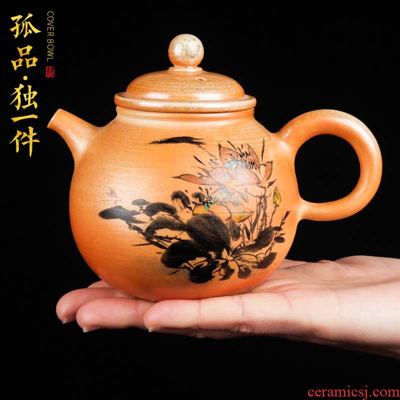 Artisan fairy orphan works hand to chai up hand - made ceramic teapot household kung fu tea set ink teapot single pot