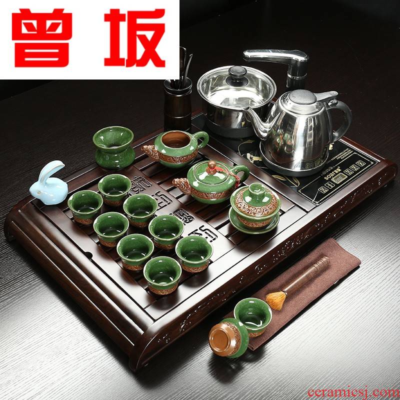 Had his zanretsuken spot ebony tea tray full solid wood small kung fu tea set four oneness blessing to 7242