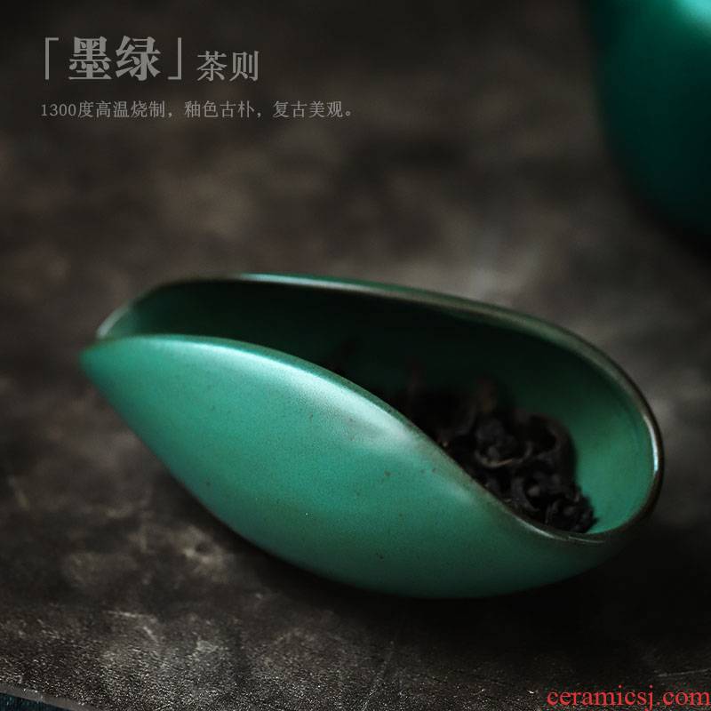 ShangYan ceramic tea holder kung fu tea set with parts who wake up tea holder Japanese ancient tea shovel creative tea is tea spoon