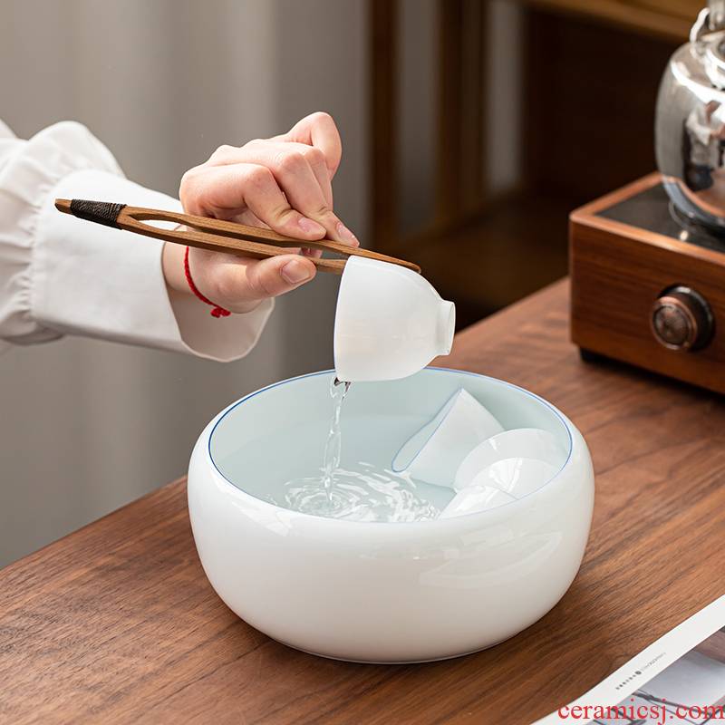Dehua white porcelain tea wash your ceramic tea cup sweet white porcelain household kung fu tea set spare parts thin foetus writing brush washer