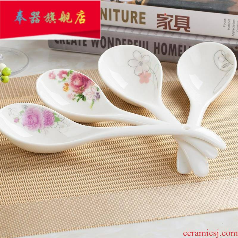 Jingdezhen ceramic household buy one, get one big spoon ladle soup ladle long handle large ipads porcelain spoon