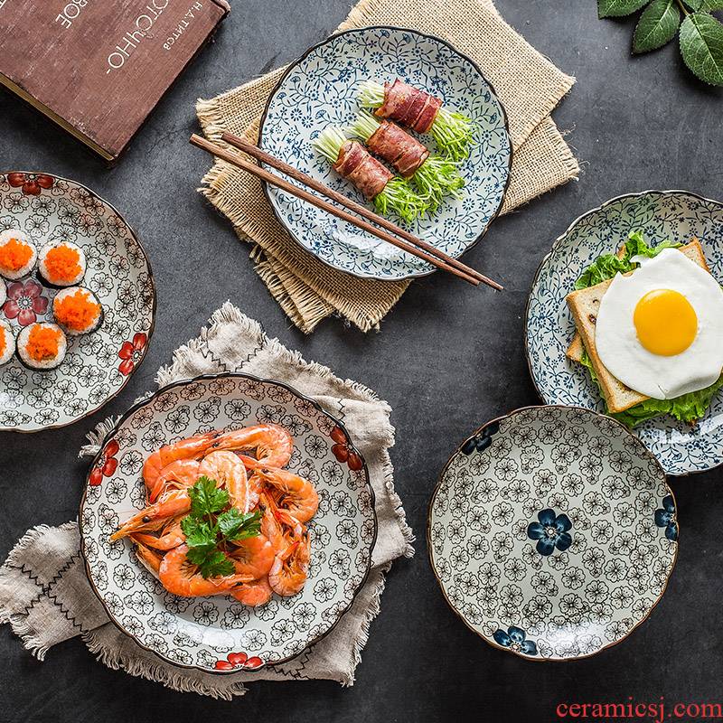 Japanese jingdezhen ceramic tableware under the glaze color creative dish dish dish FanPan disc plate ceramic plate