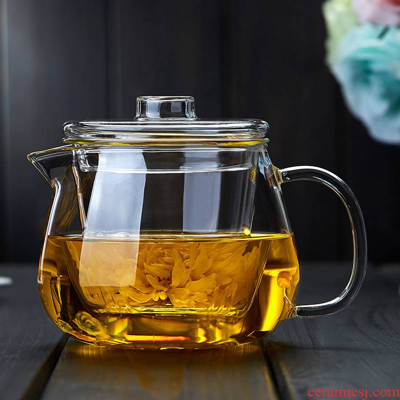 Element at the beginning of glass teapot single pot of thickening heat resisting high temperature filtration small flower pot of household water separation teapot