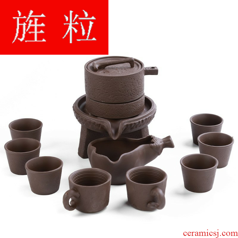 Continuous grain tea sets fit ceramic lazy all semi - automatic purple sand teapot teacup kung fu creativity brewed