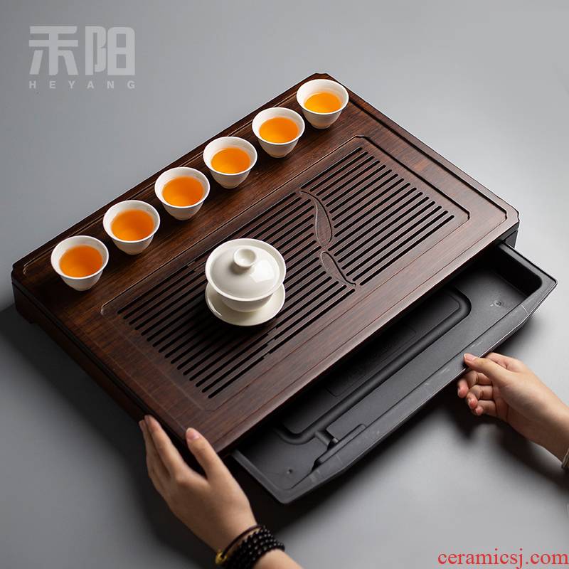 Send Yang water bamboo tea tray household contracted row store dry dual - use kung fu tea set drop bamboo tea tea