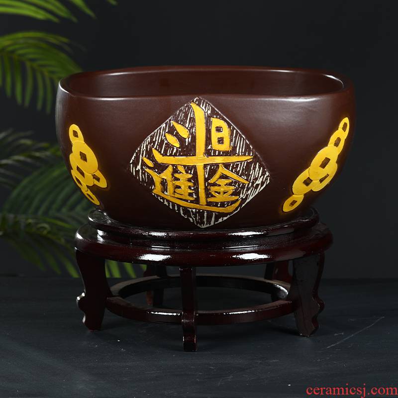 Art spirit of jingdezhen ceramic aquarium goldfish bowl turtle sleep basin bowl of refers to basin water lily lotus cylinder betelnut basin