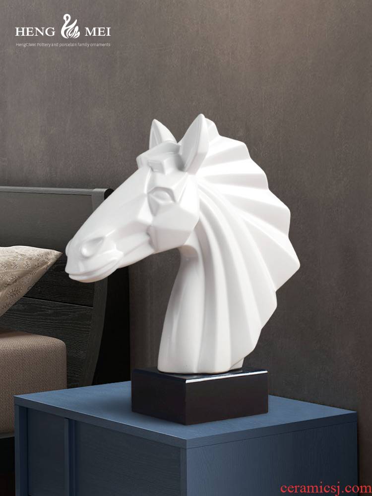 Nordic sitting room porch ceramic horsehead furnishing articles study creative office household soft adornment ornament