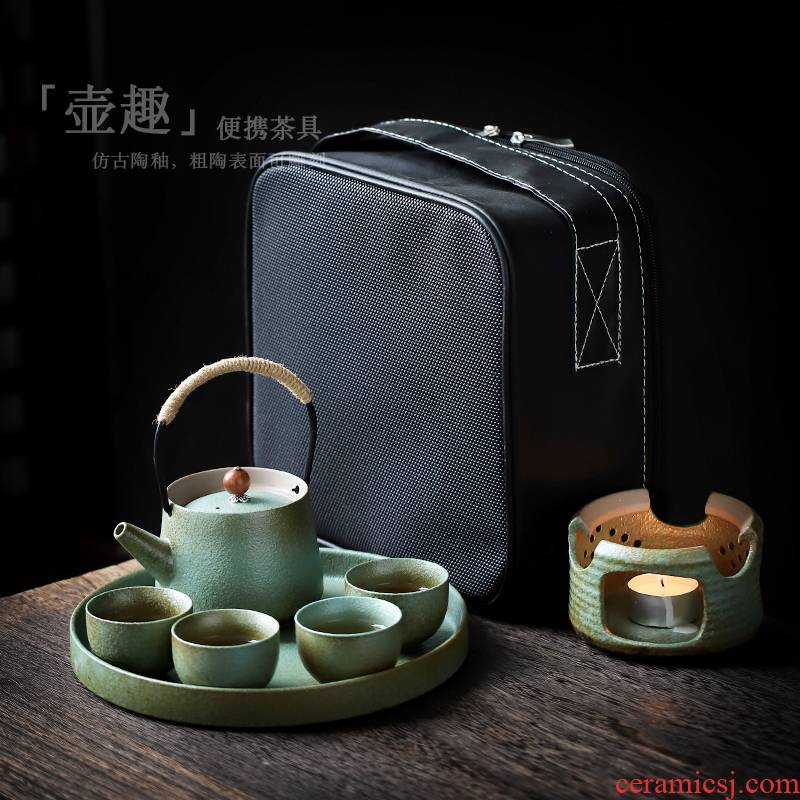 ShangYan portable travel kung fu tea set is suing candles heated tea stove teapot tea tray of a complete set of contracted