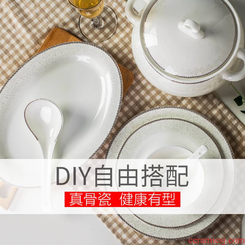 Dishes suit DIY bowl dish soup bowl European high - grade ipads China jingdezhen domestic ceramic tableware for single