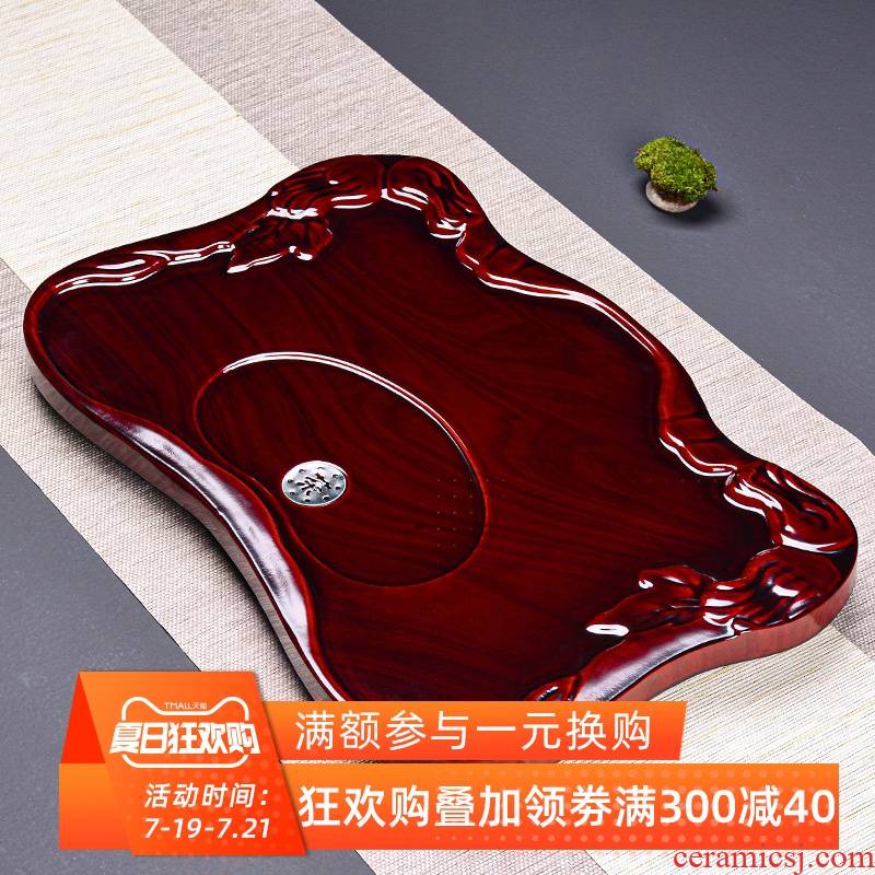 Science and technology, wood tea tray was solid wood home the whole piece of flat tea sea drainage type kung fu tea tea tray was dry mercifully the size