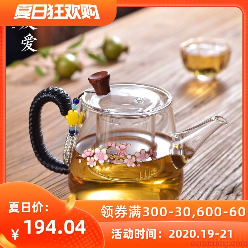 Love cloisonne inlaid silver color pot of household creative teapot elegant kunfu tea hot boiling pot can be customized