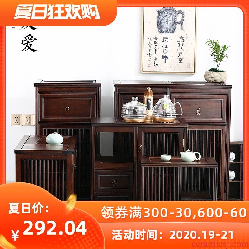 Ark of love tea bamboo wood mobile water tank car small tea tea tea machine household receive Chinese shelf