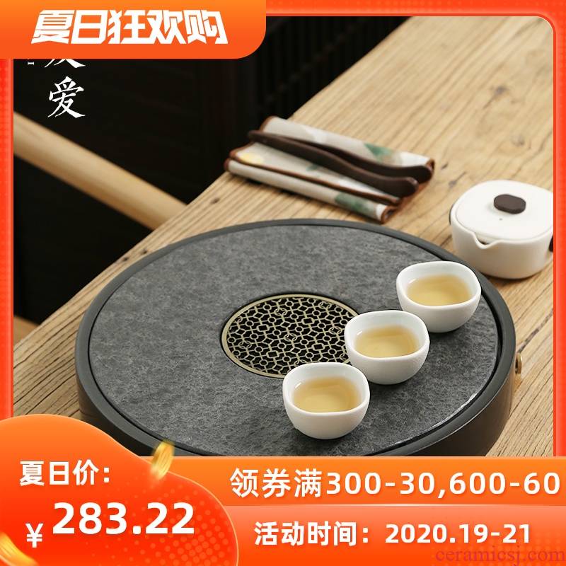Love stone double circular sharply with tea tray is contracted with kung fu tea saucer dish stone tea tea sea big number