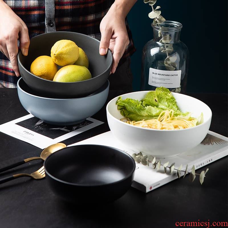 Pure color matte enrolled glaze ceramic bowl with Chen, "Nordic home big bowl ins contracted daily food bowl such as always