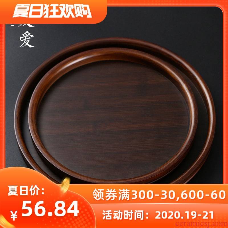 Love round saucer dish Nordic fruit tray household steak put SaZhu plate Japanese contracted solid wood plate