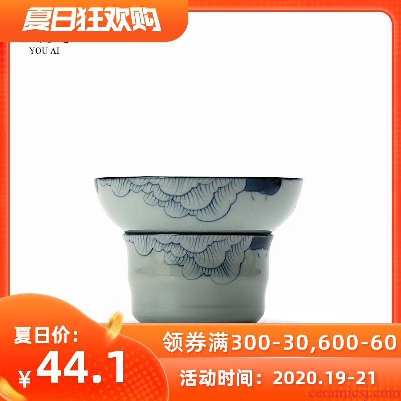 Love the old blue and white hand tea filter antique blue - and - white ceramics filter) tea tea hand Japanese porcelain