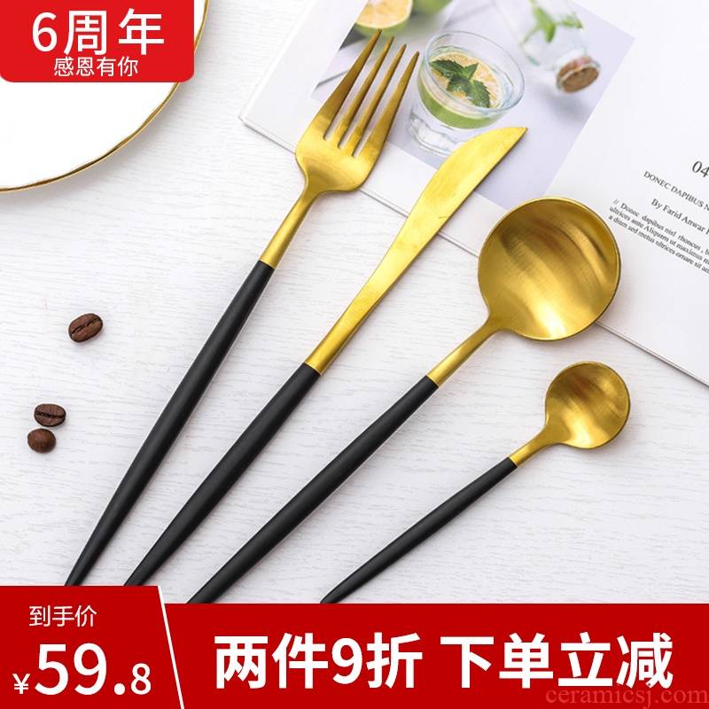 High - grade stainless steel steak knife and fork spoon, fork suit European western home 4 times western tableware knives and forks