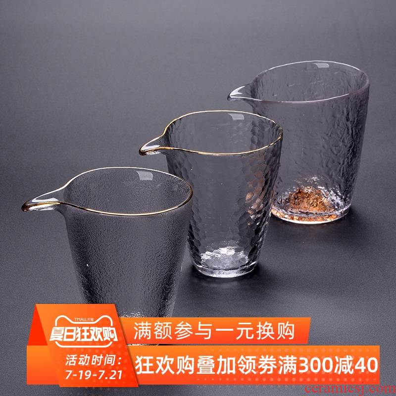 The Heat - resistant glass hammer fair keller of tea sea Japanese snow well cup and cup more kung fu tea tea set points is large