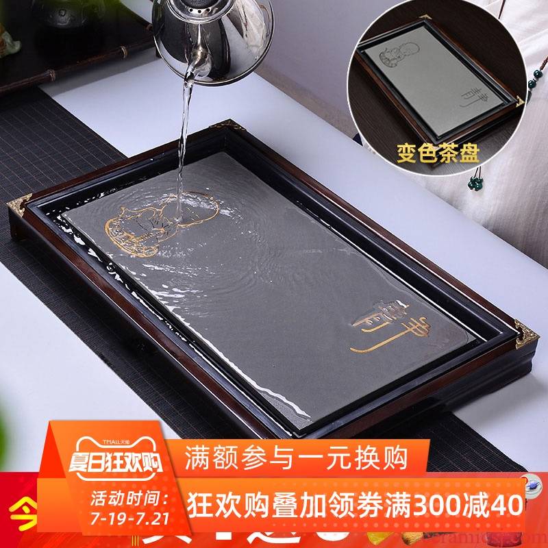 Solid wood home ground tea sea kung fu tea color small tea table is contracted tray drainage imitation sharply stone