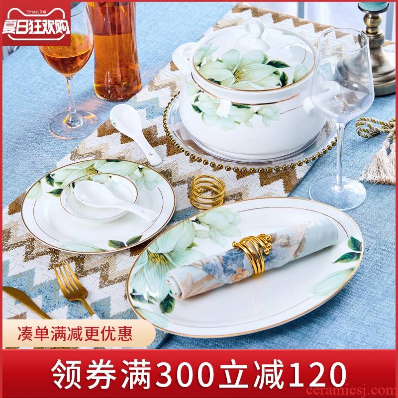 Jingdezhen ceramic tableware dish dish soup plate fish dishes dish household jobs western food steak home new dish bowl