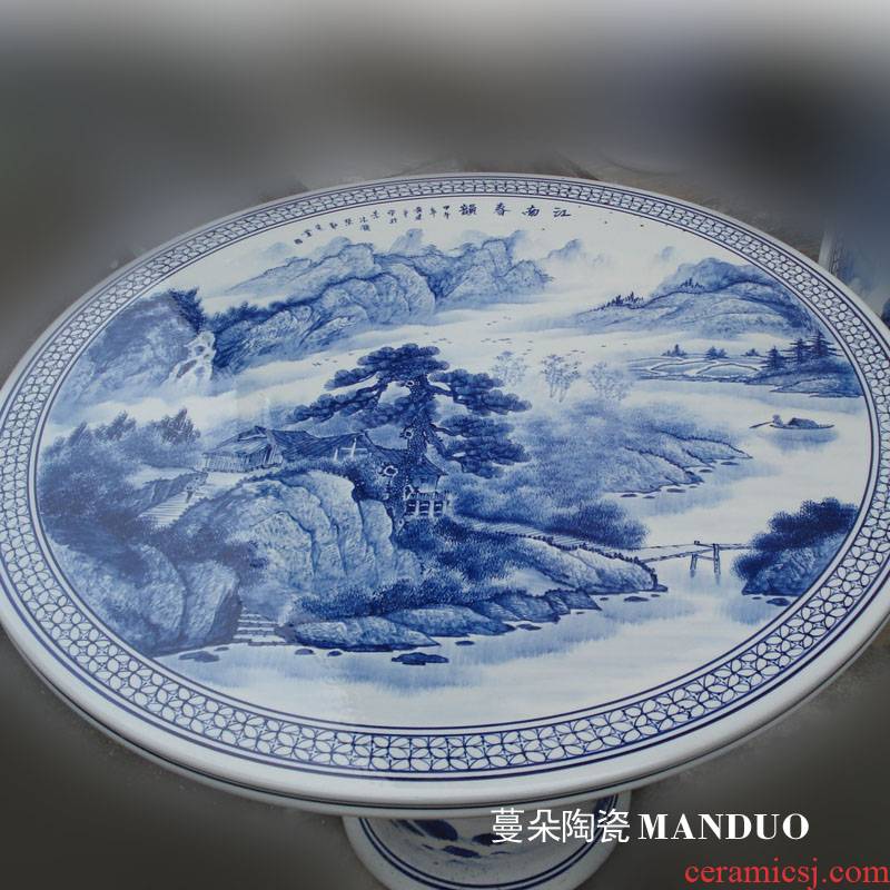 Jingdezhen thickening who suit Jingdezhen porcelain table hand - made landscape garden porcelain set the table
