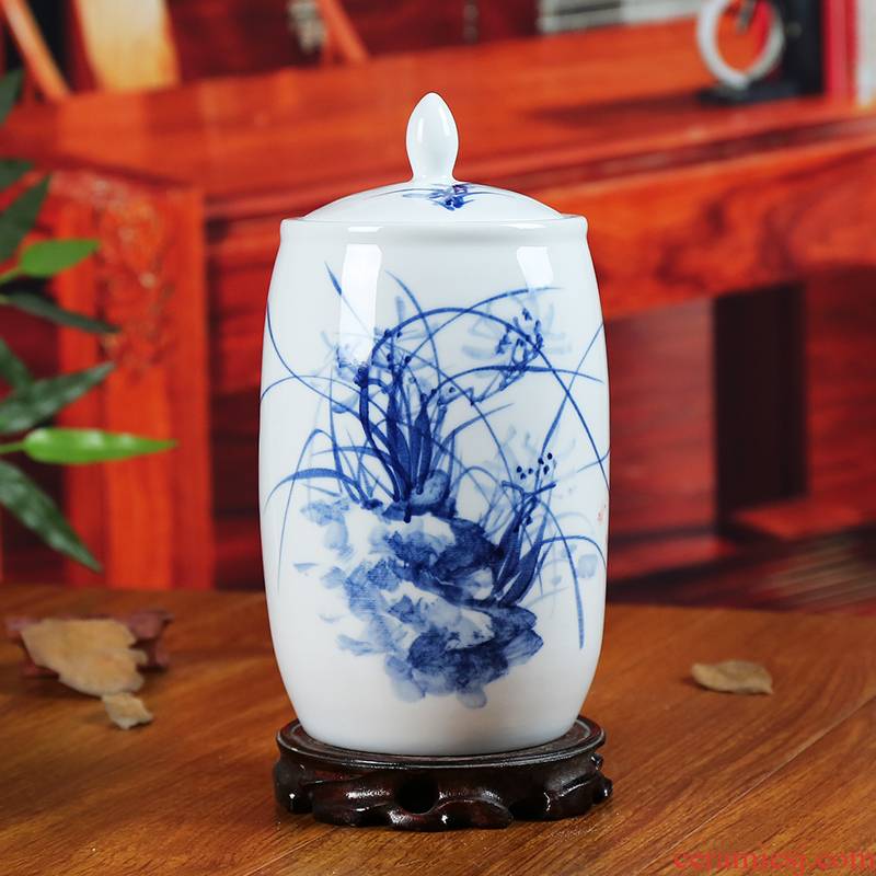 Jingdezhen blue and white storage tank caddy fixings I household ceramics sitting room adornment is contracted furnishing articles of handicraft
