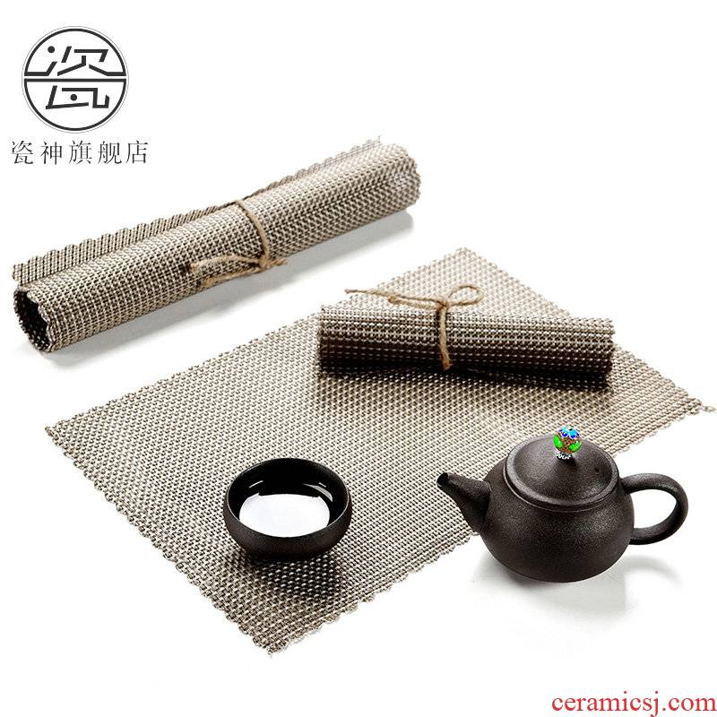 Porcelain ShenCha mat bamboo mat components abrasion resistant mat home insulation tea tea tea shops mat cup mat ground tea set