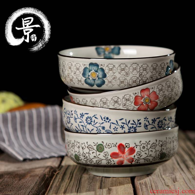 5.5 inch Creative Japanese tableware dwarf foot bowl under the glaze color ceramic bowl millet rice bowl salad bowl such as bowl of soup bowl