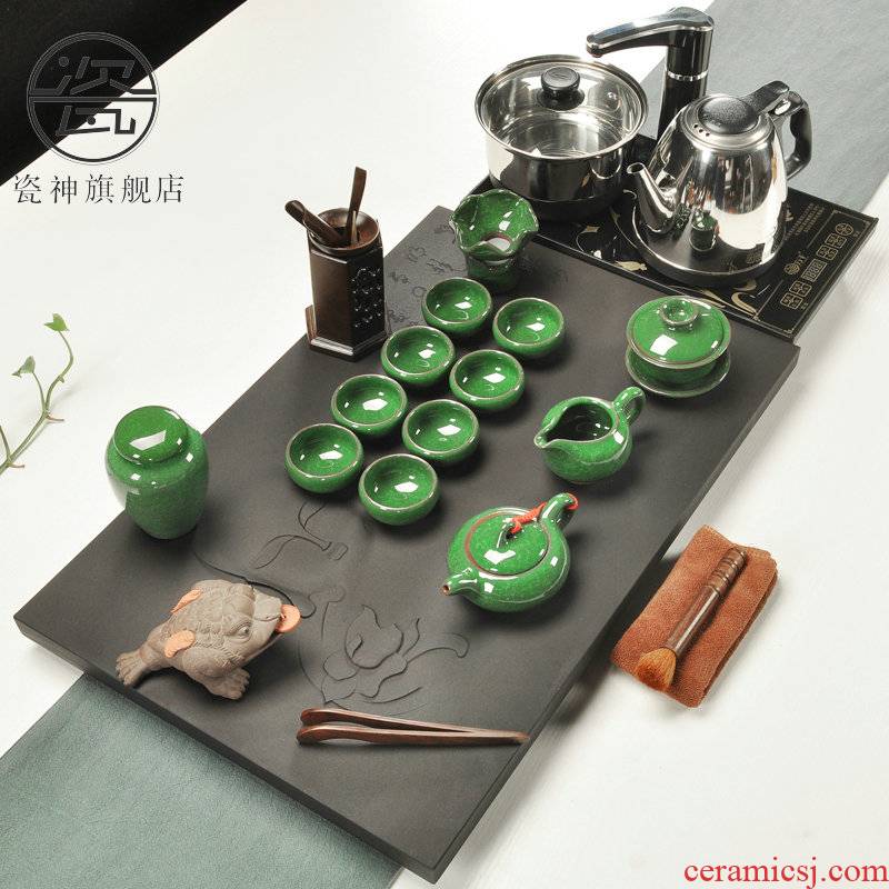Porcelain god sharply stone tea tray of a complete set of kung fu tea set induction cooker stone tea tray tea saucer dish four sea are one