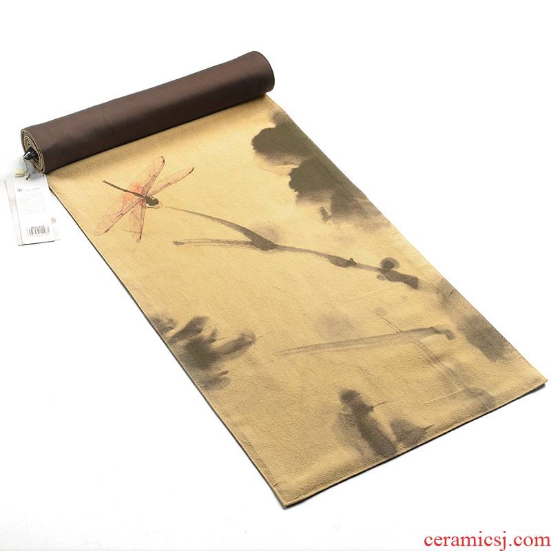 Howe auspicious hand - made oil hemp tea table Japanese double checking cotton fiber mat linen cloth mat zen tea table flag