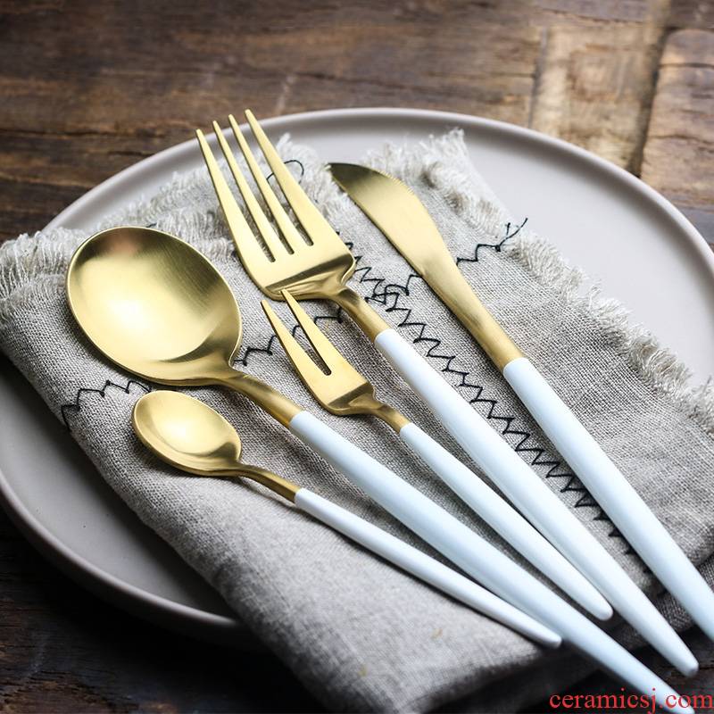 WUXIN304 stainless steel knife and fork spoon, western - style food tableware suit three - piece steak knife and fork dessert spoon, fruit fork