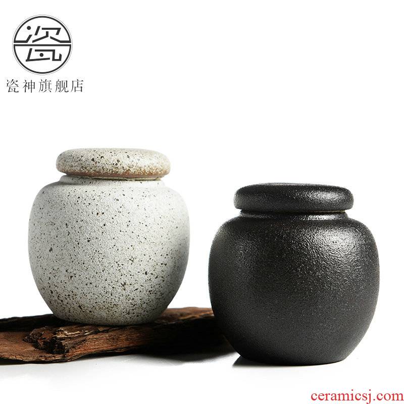 Japanese porcelain god coarse pottery up ceramic caddy fixings mini small seal warehouse storage of black tea pot