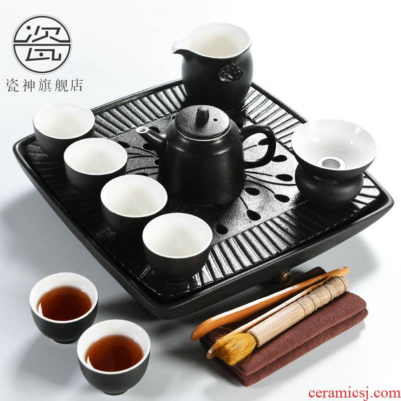 Porcelain household utensils suit god contracted Japanese ceramic cups kung fu tea set dry tea tray of black tea tea taking
