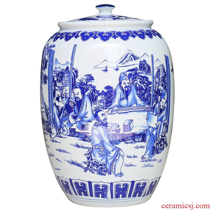 Jingdezhen ceramics large blue and white seal pot sitting room place candy jar household act the role ofing is tasted storage jar of barrel