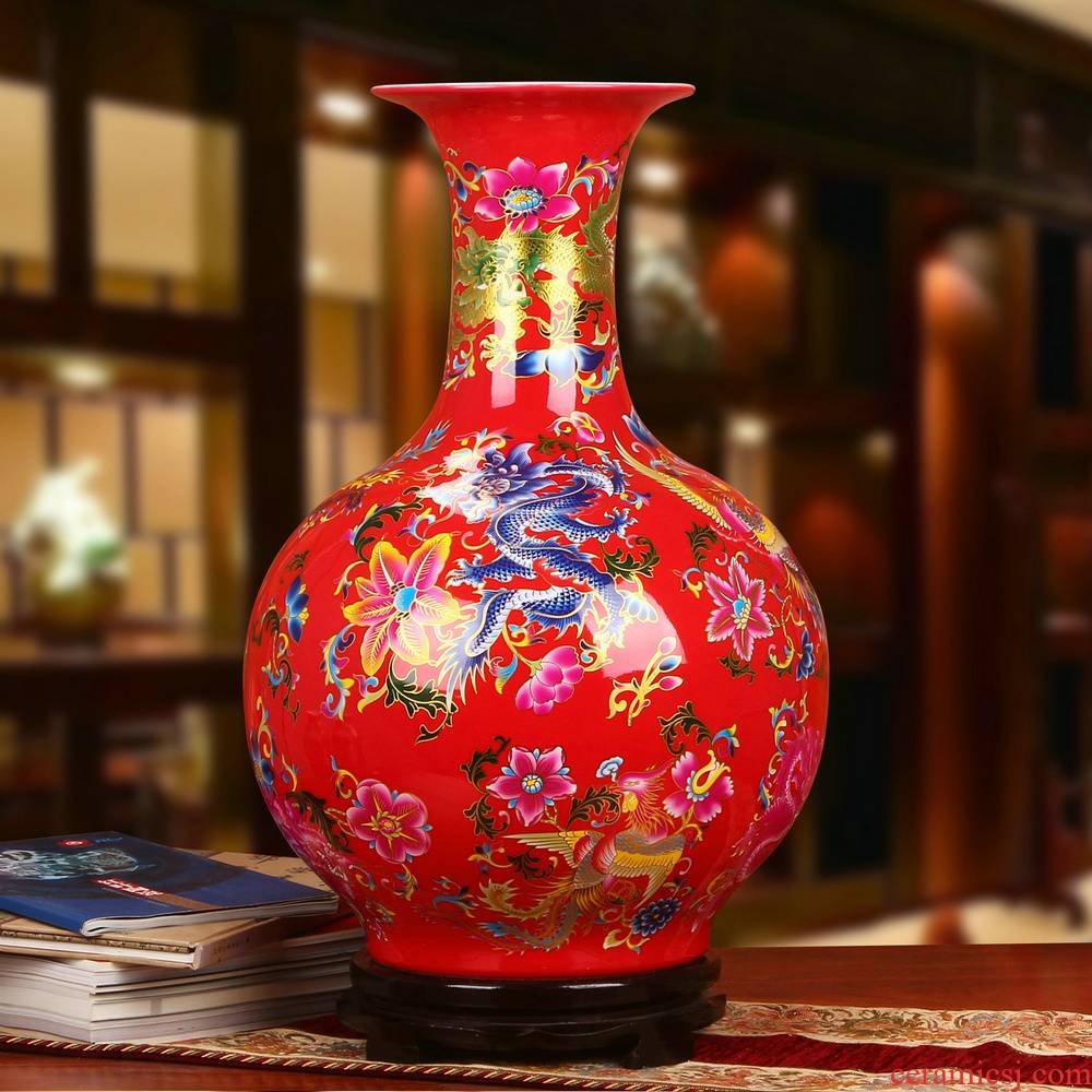 Modern Chinese style red in extremely good fortune China jingdezhen ceramics of large vase wedding anniversary gift furnishing articles