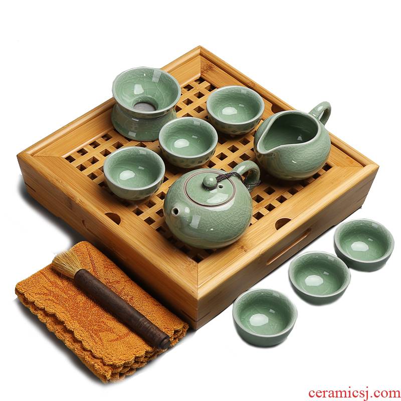 Brother really fill the whole up and exquisite kung fu tea sets tea bamboo tea tray tea sea water suit small family