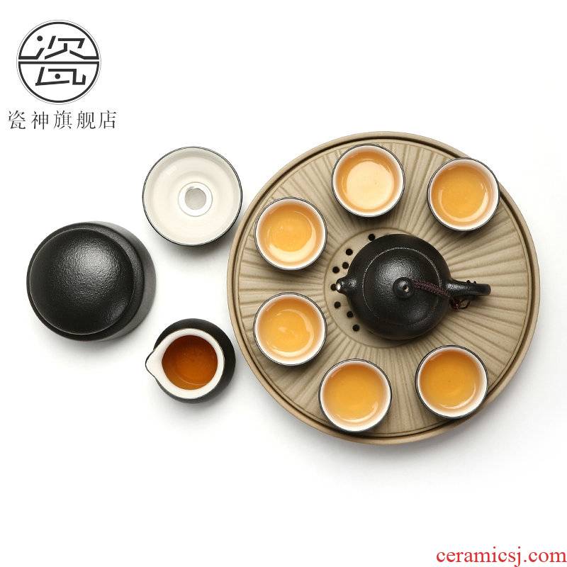 Kung fu tea set Japanese porcelain god contracted office household teapot tea pot small ceramic tea tray of a complete set of suits for