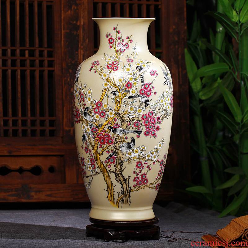 Jingdezhen ceramics gold glaze xi powder enamel vase vase wedding furnishing articles of handicraft of I sitting room