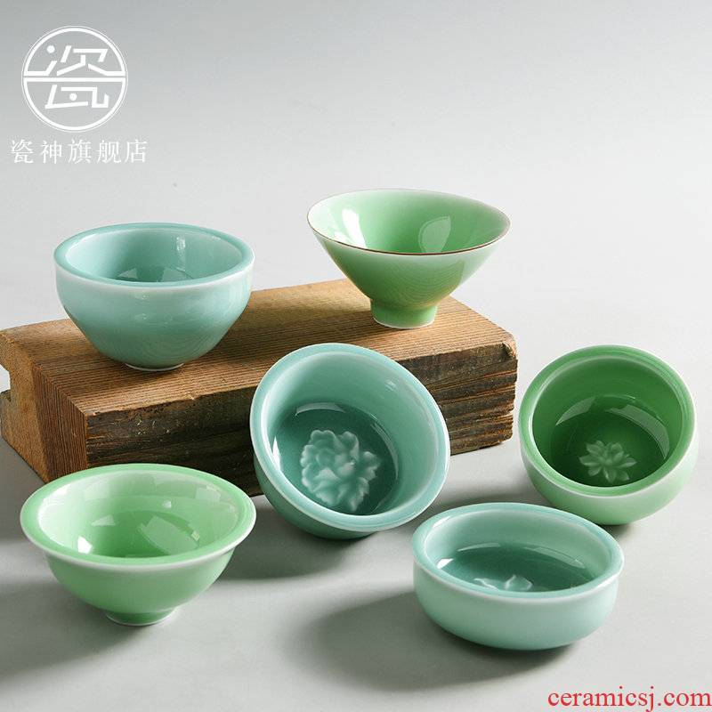 Contracted household celadon porcelain god master sample tea cup cup small bowl ceramic tea set single CPU kung fu tea cups