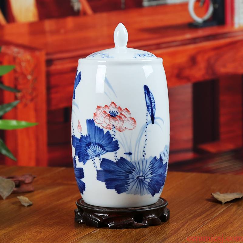 Jingdezhen blue and white ceramics storage tank caddy fixings modern home sitting room adornment handicraft contracted furnishing articles