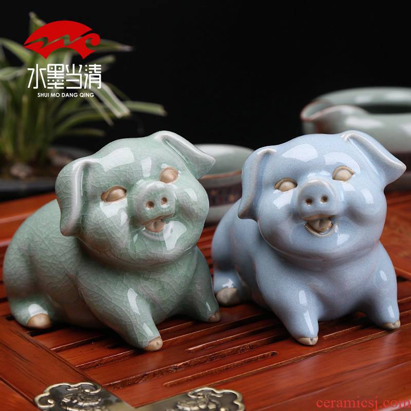 Creative tea pet pig brother up play move open piece of the mythical wild animal kung fu tea tray was furnishing articles tea tea accessories office