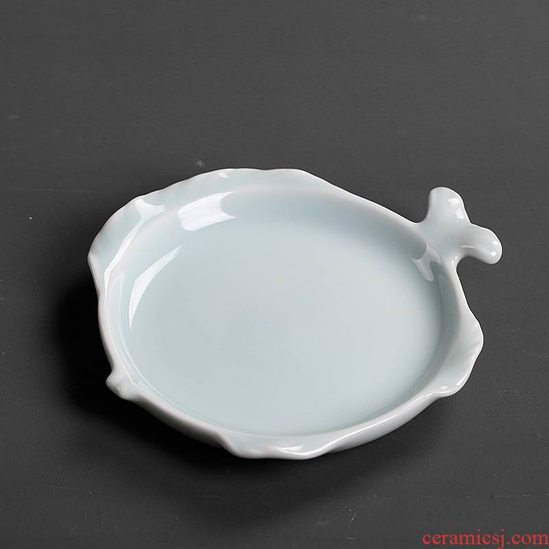 Celadon round ceramic household ground tea tray tea cups Japanese contracted mini POTS dry terms plate of move