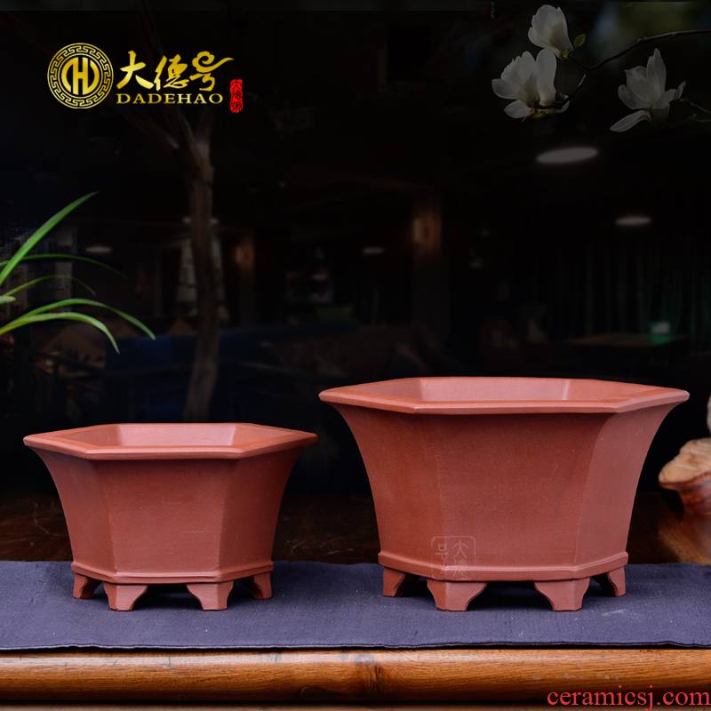 Yixing purple sand flowerpot high - quality goods sling short of orchid the six - party flowerpot asparagus potted potted flower of bracketplant of the green plant