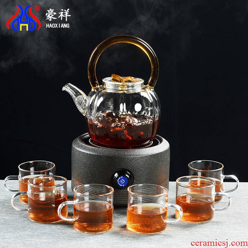Howe auspicious glass boiled tea ware ceramic company - thermal TaoLu, black and white pu 'er tea boiling tea stove tea suit household the teapot