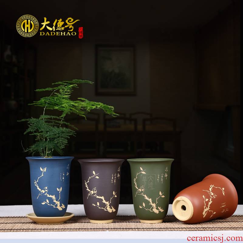 High - quality goods even carved painting creative potted the plants indoor purple sand flowerpot more meat meat meat flower pot in the tray