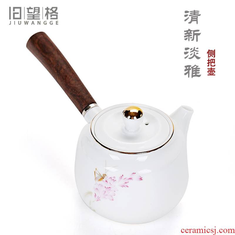 Old &, kung fu tea set ceramic paint cixin qiu - yun, Japanese wooden side pot of white porcelain large teapot tea