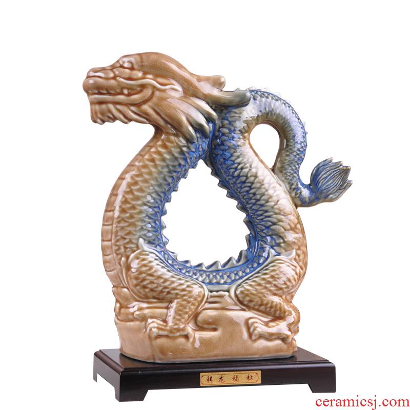 Xiong Gang as auspicious dragon well - being of jingdezhen ceramic its handicraft furnishing articles sitting room office decorative arts
