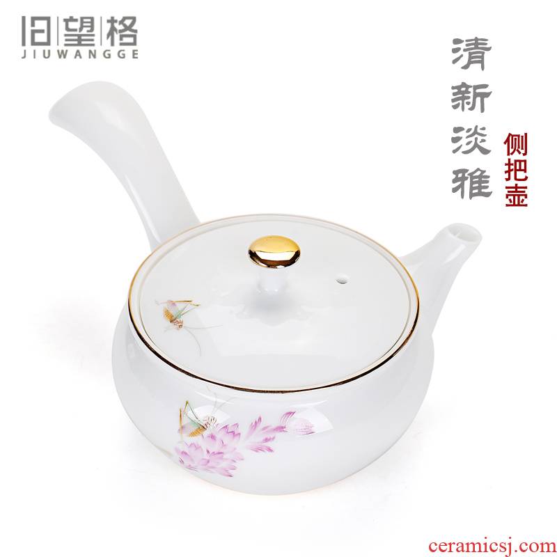 Old &, ceramic kung fu tea set Japanese side pot of pure and fresh and contracted white porcelain paint teapot tea, single pot