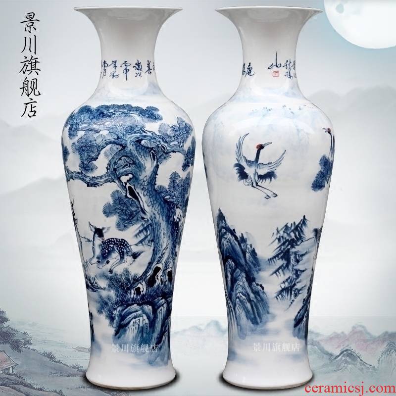 Jingdezhen porcelain ceramics hand - made LuHe with spring of large vases, sitting room of Chinese style household furnishing articles decorations