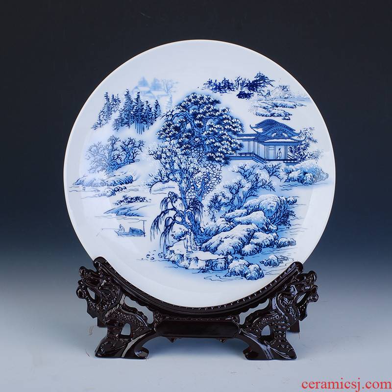 352 hang dish of pottery and porcelain decorative plate of jingdezhen blue and white porcelain ceramic decoration home decoration handicraft furnishing articles